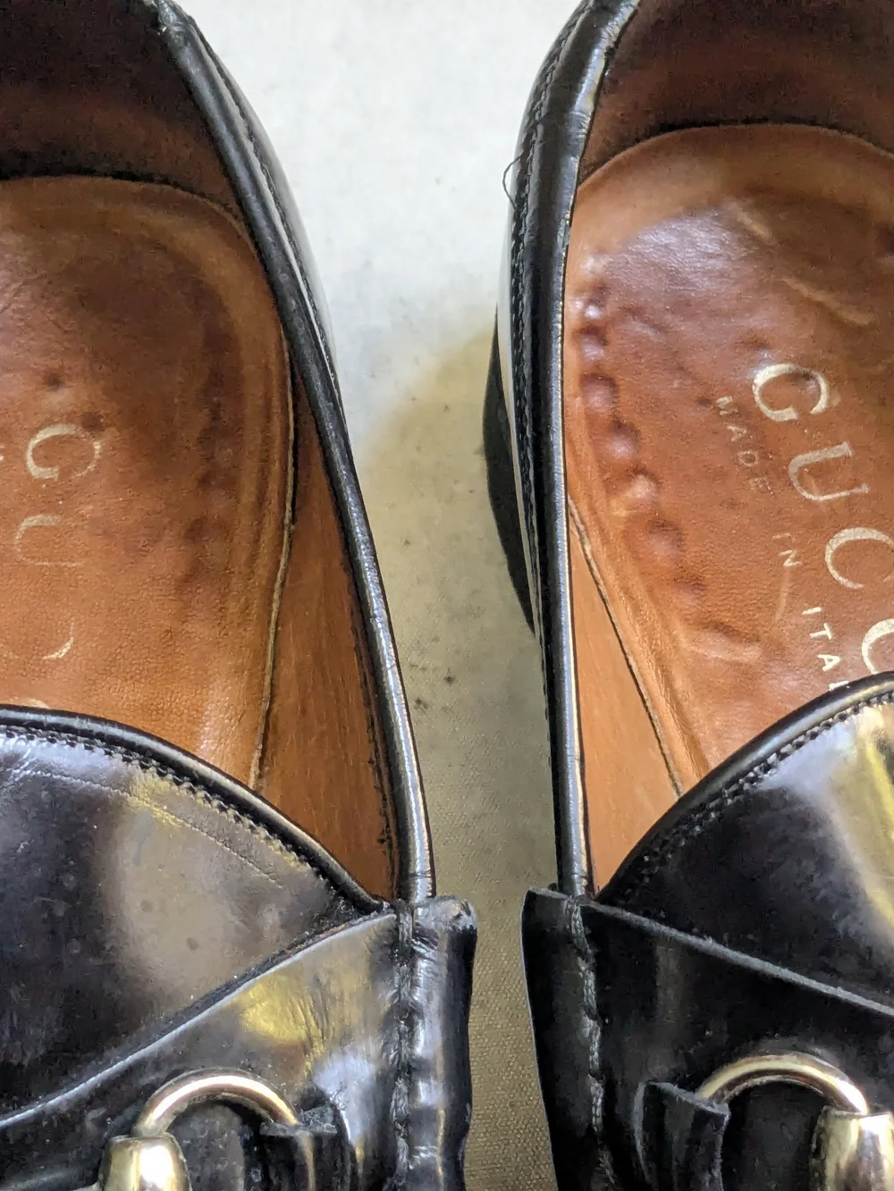 Gucci Men's Black Leather Horsebit Loafers US 10.5 Rubber